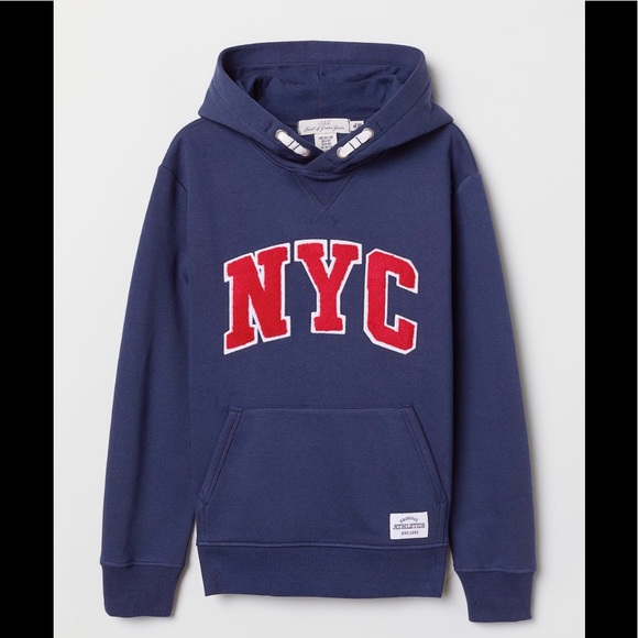 H&M boys navy blue/red hoodie with NYC motif - Picture 1 of 6